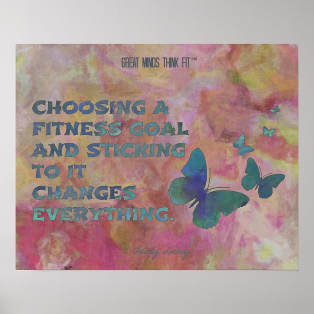 Poster Papillons de fitness rose et bleu (Devant)