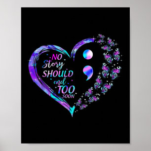 Poster Papillons de sensibilisation au suicide Coeur Semi