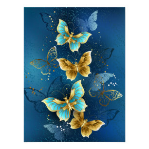 Poster Papillons dorés