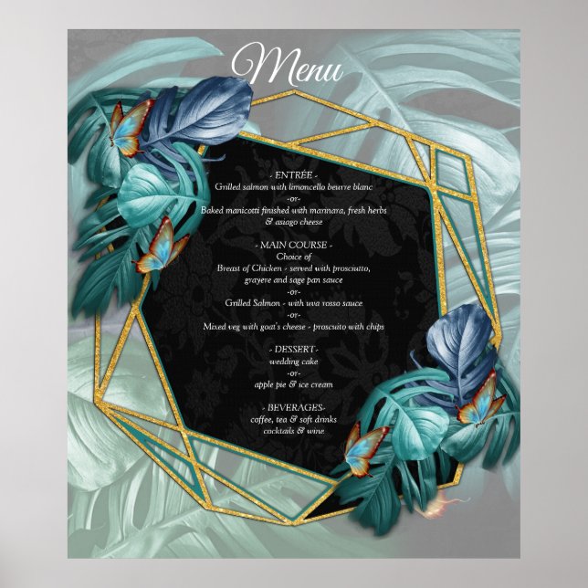 Poster Papillons du Paradis/Tropical Turquoise Splash (Devant)