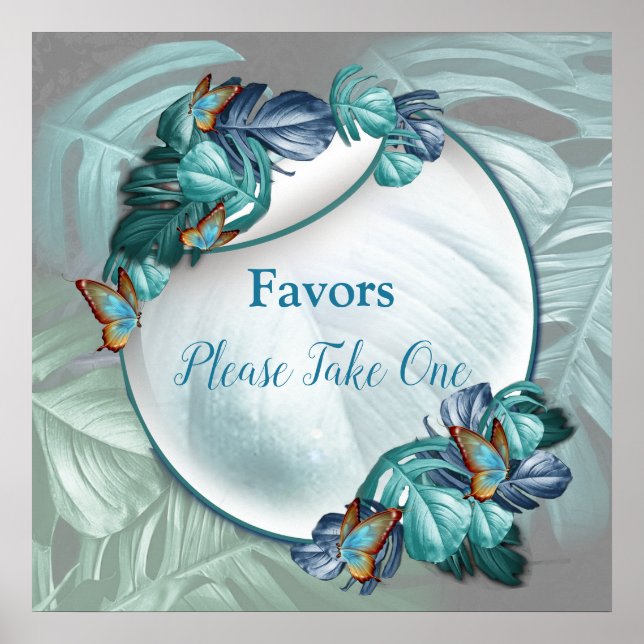 Poster Papillons du Paradis/Tropical Turquoise Splash (Devant)