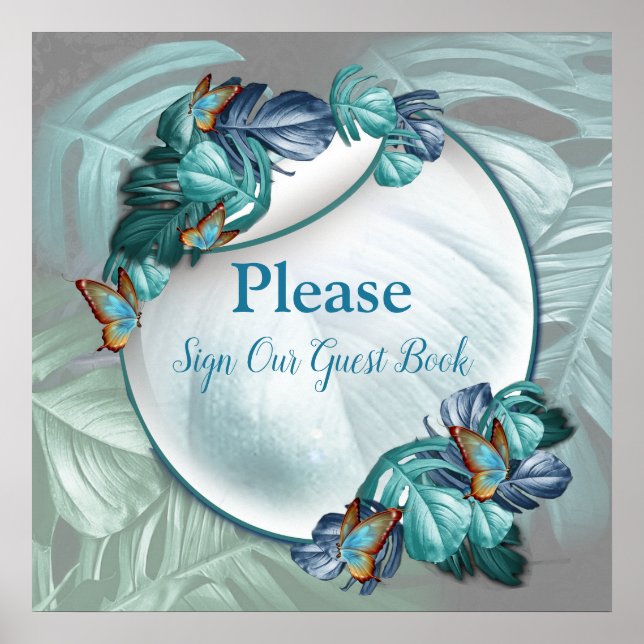 Poster Papillons du Paradis/Tropical Turquoise Splash (Devant)