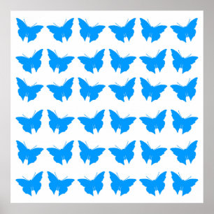 Poster Papillons en gras bleu clair