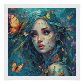 Poster Papillons et bleus série 6