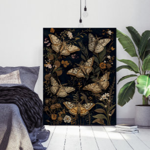 Poster Papillons et fleurs botaniques vintage