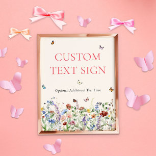 Poster Papillons et signe de Baby shower floral