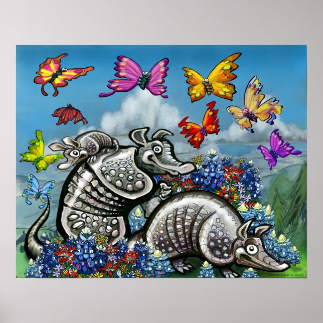 Poster Papillons Fleur sauvage Armadillos (Devant)