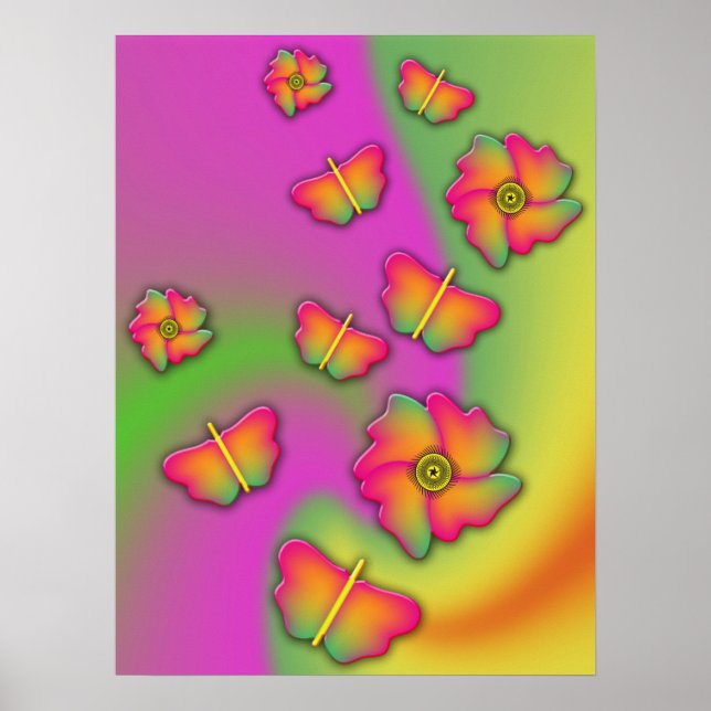 Poster Papillons & Fleurs (Devant)