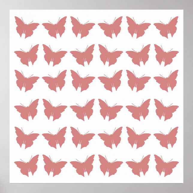 Poster Papillons gras rose (Devant)