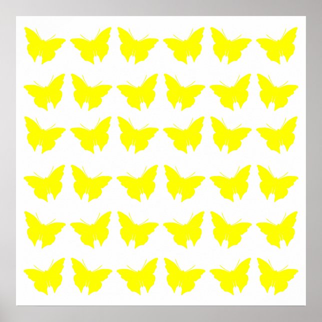 Poster Papillons jaunes gras (Devant)