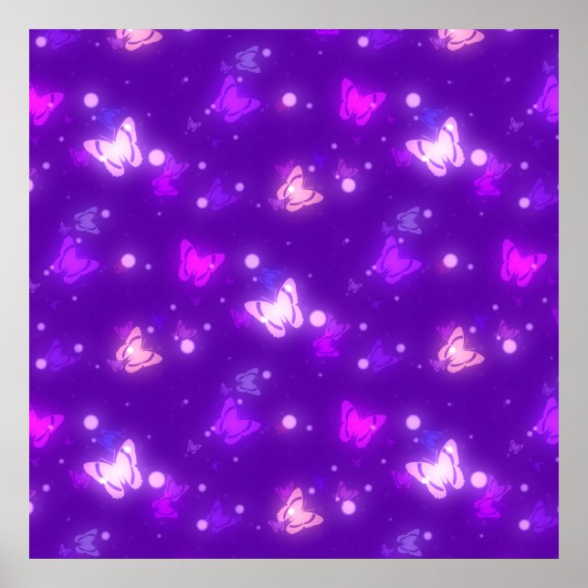 Poster Papillons Lumineux Violet Violet Conception (Devant)