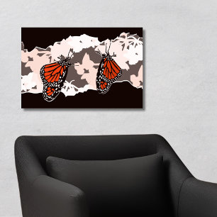 Poster Papillons monarques se nourrissant de fleurs de la