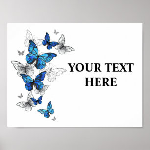 Poster Papillons Morpho Bleus en Vol