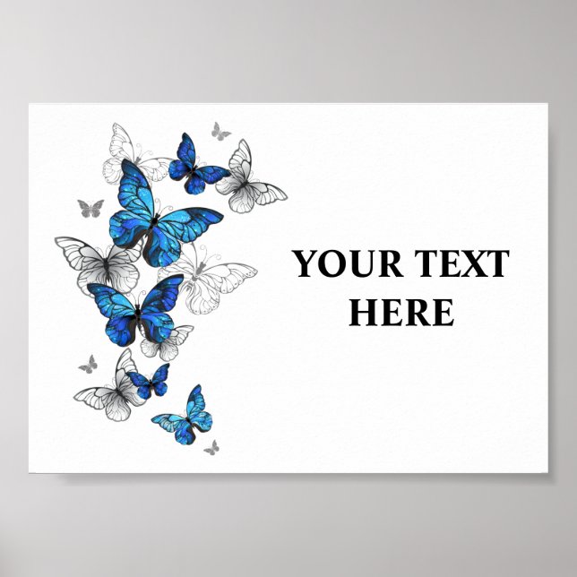 Poster Papillons Morpho Bleus en Vol (Devant)