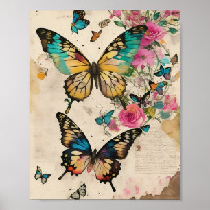 Poster Papillons Multimédia Collage Ephémère Découpage