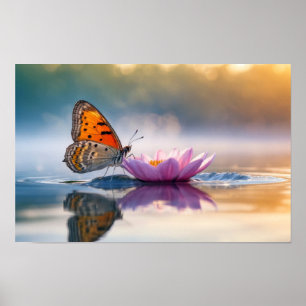 Poster Papillons Nature Colorful Faune Fleurs Serene