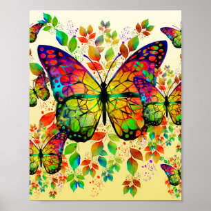 POSTER PAPILLONS PRINTANIERS NATURE COLORÉE
