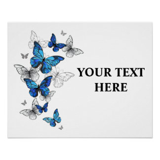 Poster Papillons volants bleus Morpho