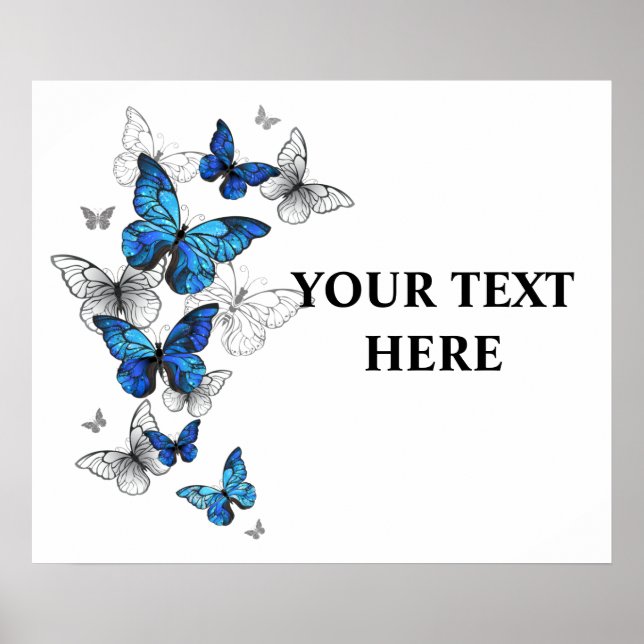 Poster Papillons volants bleus Morpho (Devant)