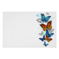 Papillons volants Morpho et Monarch