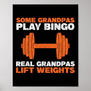 Poster Papy soulève des poids musculation grand-père halt