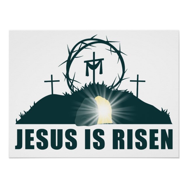 Poster Pâque chrétienne Pâques Jésus est ressuscité (Devant)