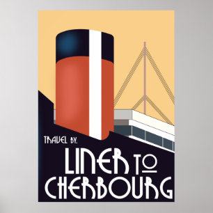 Poster Paquebot pour Cherbourg