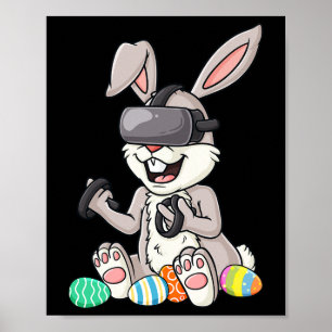 Poster Pâques Bunny Gamer Amusants OEufs Jeu Jeu Joueur E