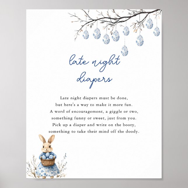 Poster Pâques Chinoiserie Baby shower Late Night Diapos (Devant)