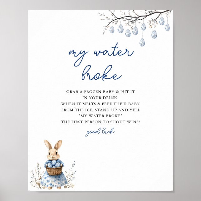 Poster Pâques Chinoiserie My Water Broke Baby shower Jeu (Devant)