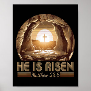 Poster Pâques Chrétien Il Est Ressuscité Jésus Tombe Vide