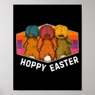 Poster Pâques joyeuse lapin de Pâques retro coucher de so