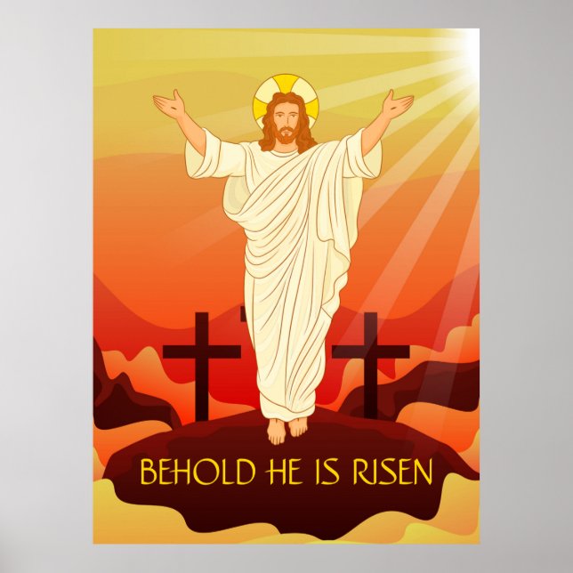 Poster Pâques Résurrection de Jésus Voici Il Est Ressusci (Devant)
