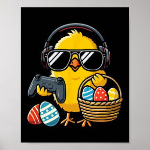 Poster Pâques Rétro Poulet Jeux Drôle de Pâques 