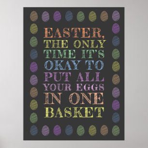 Poster Pâques - Tous vos oeufs dans un panier