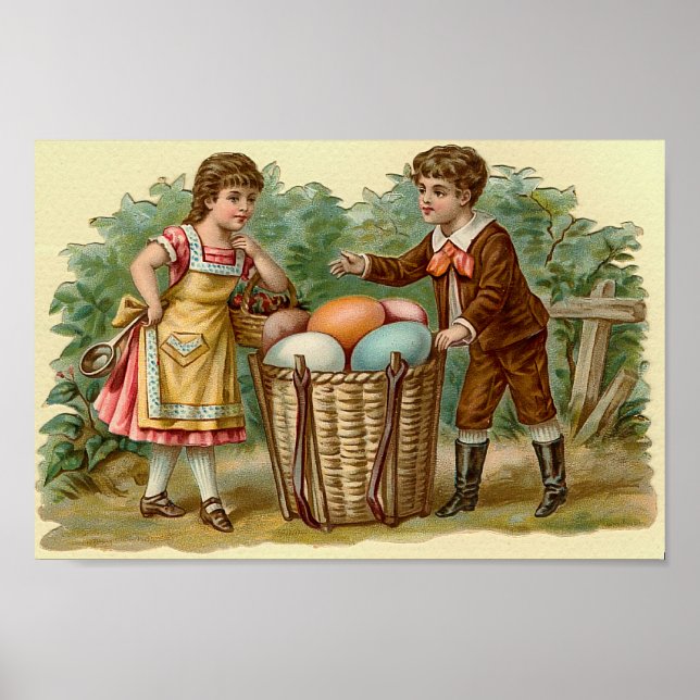 Poster Pâques victoriennes vintages (Devant)