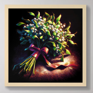 Poster Paquet de dessin Pastel de ruban rouge Mistletoe