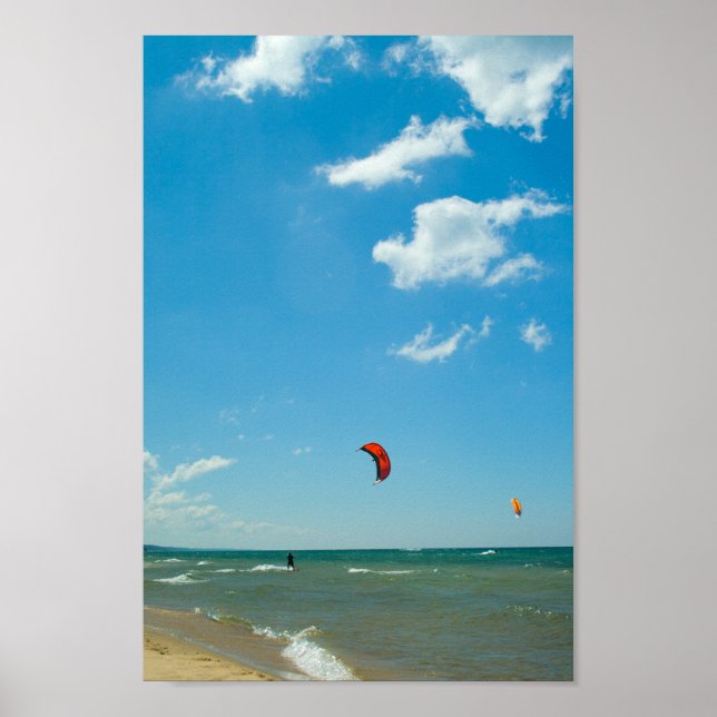 Poster Parachute ascensionnel, lac Michigan (Devant)