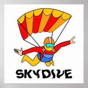 Poster Parachute Skydive Red Yello