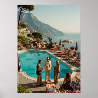 Poster Paradis au bord de la piscine de la côte d'Amalfi 
