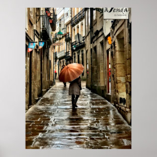 Poster Parapluie dans les rues de Saint Jacques de Compos