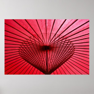 Poster Parapluie de papier à huile rouge