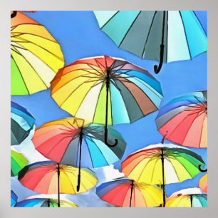 Poster Parapluie flottant Sky Whimsical Parasols Art