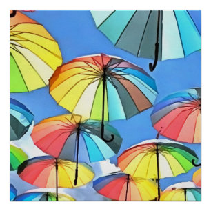 Poster Parapluie flottant Sky Whimsical Parasols Art