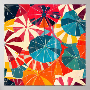 Poster Parapluie Rétro Jour de Pluie Pop Art