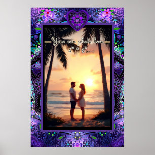 Poster Parapluie violet & coeurs .7