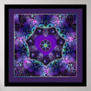 Poster Parapluie violet & coeurs .7