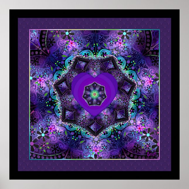 Poster Parapluie violet & coeurs .7 (Devant)