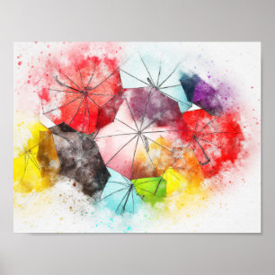 Poster Parapluies colorés Abstrait