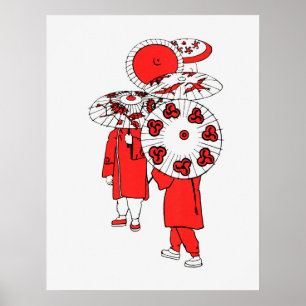 Poster Parapluies japonais